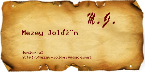 Mezey Jolán névjegykártya