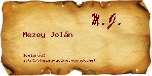 Mezey Jolán névjegykártya